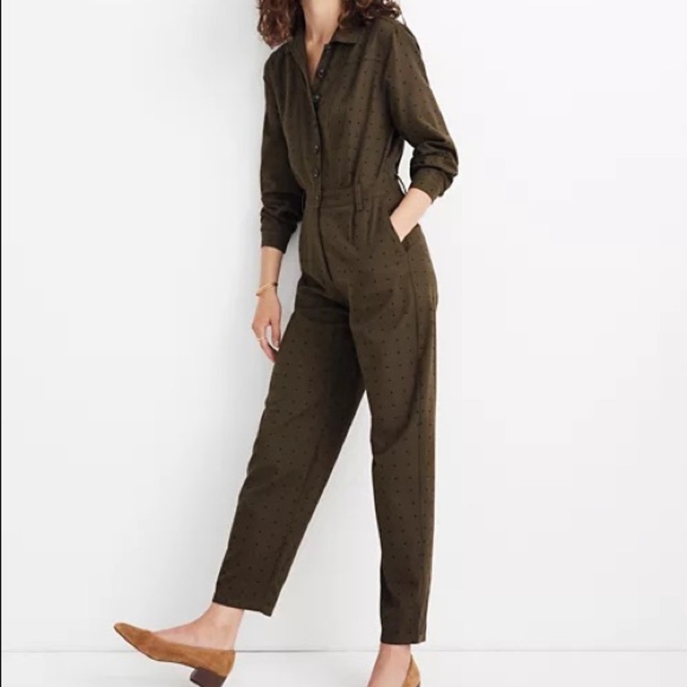 Seamed Coverall Jumpsuit in Grid Dot